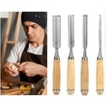 thumbnail image 2 of 4PCS Carved Wood Hand Chisel Set, Flat Chisel with Wooden Handle, Wood Carving Tools, Silver, 2 of 4