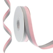 Uxcell 9.8 Yards x 0.6" Christmas Striped Ribbon, Ribbon Candy Ribbon Roll Fabric Wrapping Ribbon, Pink Gray