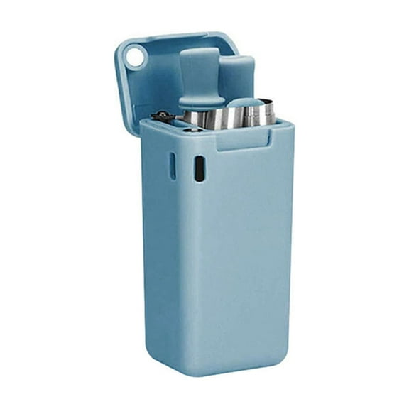 Vxdvou Reusable Folding Stainless Steel Straw with Storage Box, Portable Kitchen Gadgets for Hot & Cold Drinks, Eco-Friendly Travel Straw, Easy to Clean for Outdoor & Office Use