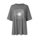 thumbnail image 2 of Gibobby Playera de Manga Corta con Cuello Redondo Camiseta cuello redondo para mujer, informal, holgada, manga corta, estampado girasol, patrón Simple(Gris,CH), 2 of 5