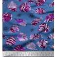 thumbnail image 1 of Soimoi Poly Georgette Fabric Coral & Textured Fish Ocean Fabric Prints by Yard 52 Inch Wide, 1 of 3
