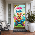 thumbnail image 5 of Colorful Easter Themed Banner with Bunny Tractor Eggs Flowers and Butterflies Easter Decoration Background Party Supplies Photography Props Easter Party Decorations, 5 of 7