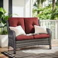 thumbnail image 2 of Bellefurn Outdoor Patio Wicker Loveseat,Outdoor Furniture 2 Seater Wicker Sofa with Removble Cushion for Porch Backyard Deck Poolside Garden, 2 of 7