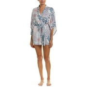 Josie by Natori Avant Garden Wrap Robe Gray Floral Medium