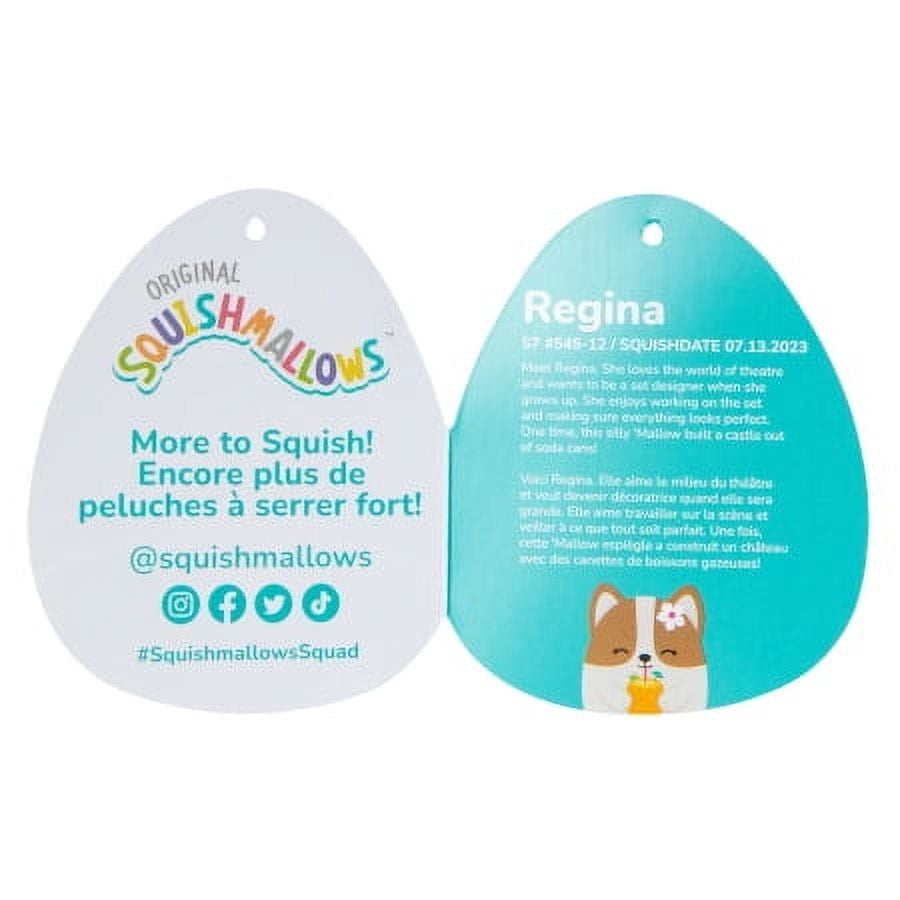 Squishmallows Official Kellytoys 7.5 Inch Regina the Corgi Dog Holding Coconut Drink Summer Squad Ultimate Soft Plush Toy