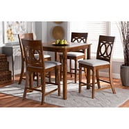 Devon Modern and Contemporary Fabric Upholstered and Espresso Finished Wood 5-Piece Pub Dining Set