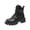 Black, variant on Black Women Lace Up Ankle Boots Round Toe Chunky Mid Heel For Comfortable Wear