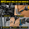 thumbnail image 6 of 80-Piece Magnetic Nut Driver Set for Impact Drill, SAE & Metric Impact Driver Bit Set with Socket Adapters, Storage Case, 6 of 8