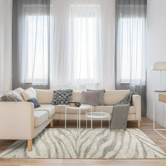 Gertmenian Winsor Harar Modern Striped Gray Cream Area Rug, 8x10