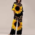 thumbnail image 1 of Ensembles de Pyjama pour Femmes Adapté Été Col Rond Manches Courtes Imprimé Floral Haut Chemise avec Pantalon Grande Taille 2 Ensemble TTTTG, 1 of 5