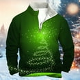 thumbnail image 2 of Mens Xmas Sweatshirts Quarter Zip Long Sleeve Crewneck Pullover Sweatshirt Xmas Gift Winter Casual Athletic Mens Sweater Green 4XL, 2 of 3