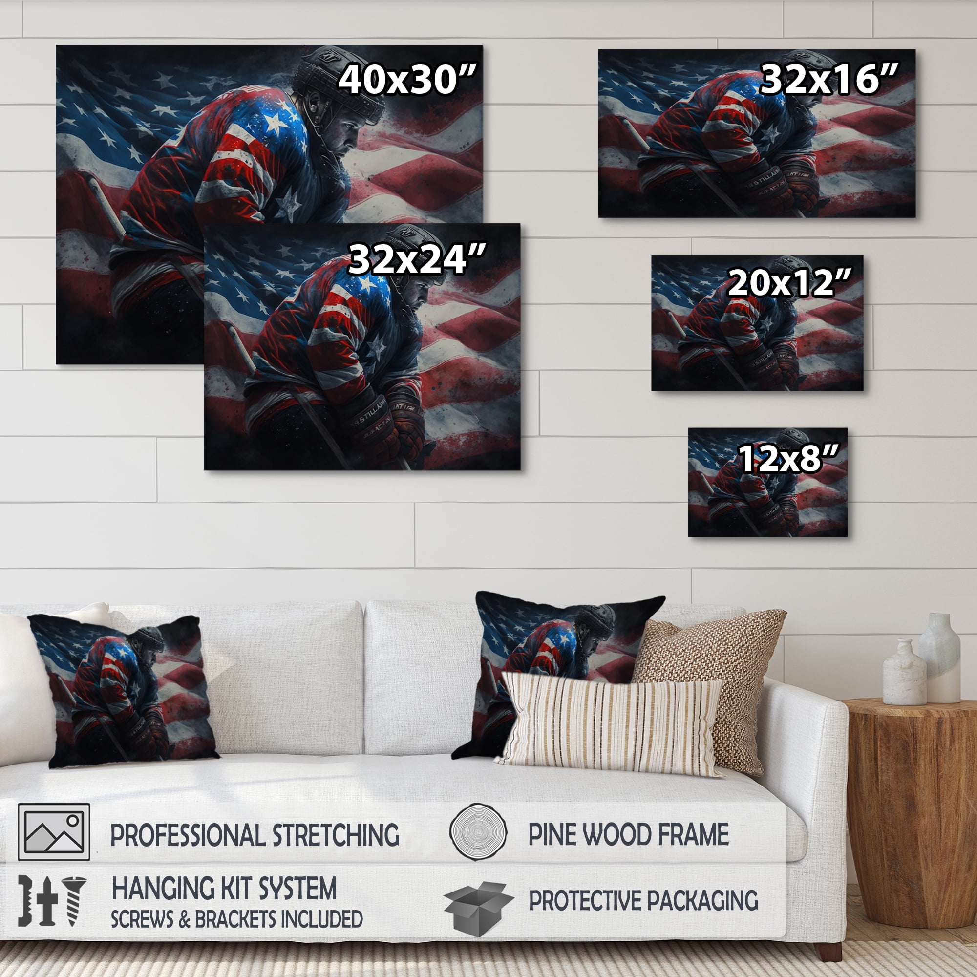 Designart Hockey Player On Break IV Canvas Wall Art