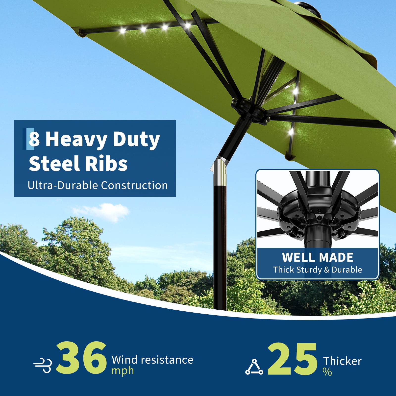 GOGRANT 98.4 in Multicolor Rectangle Market Patio Umbrellas, Fade Resistant
