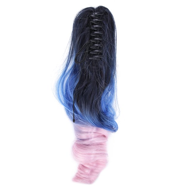 Extensiones de Cabello con Clip Fyydes Peluca de Cola de Caballo Rizada 55 cm 3 Colores Naturales
