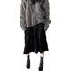 thumbnail image 3 of Falda larga plisada para mujeres Vestido midi de color sólido con cintura alta y elástica(Negro-M) Nituyy GL715-FF87861B2, 3 of 7
