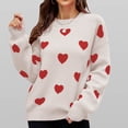 thumbnail image 2 of Alkepwun Women Heart Embroidery Sweater Valentine’s Day Pullovers Long Sleeve Round Neck Knitted Blouse Loose Sweatshirt, 2 of 5