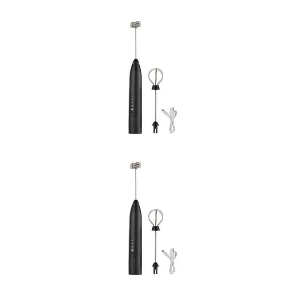 Toystoory Espumador de leche eléctrico, batidor de huevos, batidor, herramientas de café, espumador, agitador de cocina, accesorios ajustables Negro 2piezas