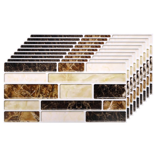9 Hojas Pelar y Pegar Azulejos Salpicaduras Placas, 7.87x3.94 Impermeable Pelar y Pegar Azulejos Pegatinas Autoadhesivo Pared Pegatinas para Cocina Pared Escaleras, Marrón Beige