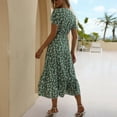 thumbnail image 6 of USSUMA Summer Dresses for Women Casual Floral Print Ruffle Wrap Flowy Boho Long Maxi Beach Party Sundresses Short Sleeve Plus Dresses V Neck Sun Dress Wedding Guest, 6 of 7