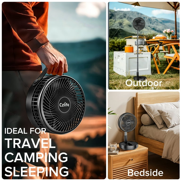 Rechargeable Table Fan With Remote & LED Light - 3 Speeds, Oscillation, Ultra Quiet, For Desk Or Travel