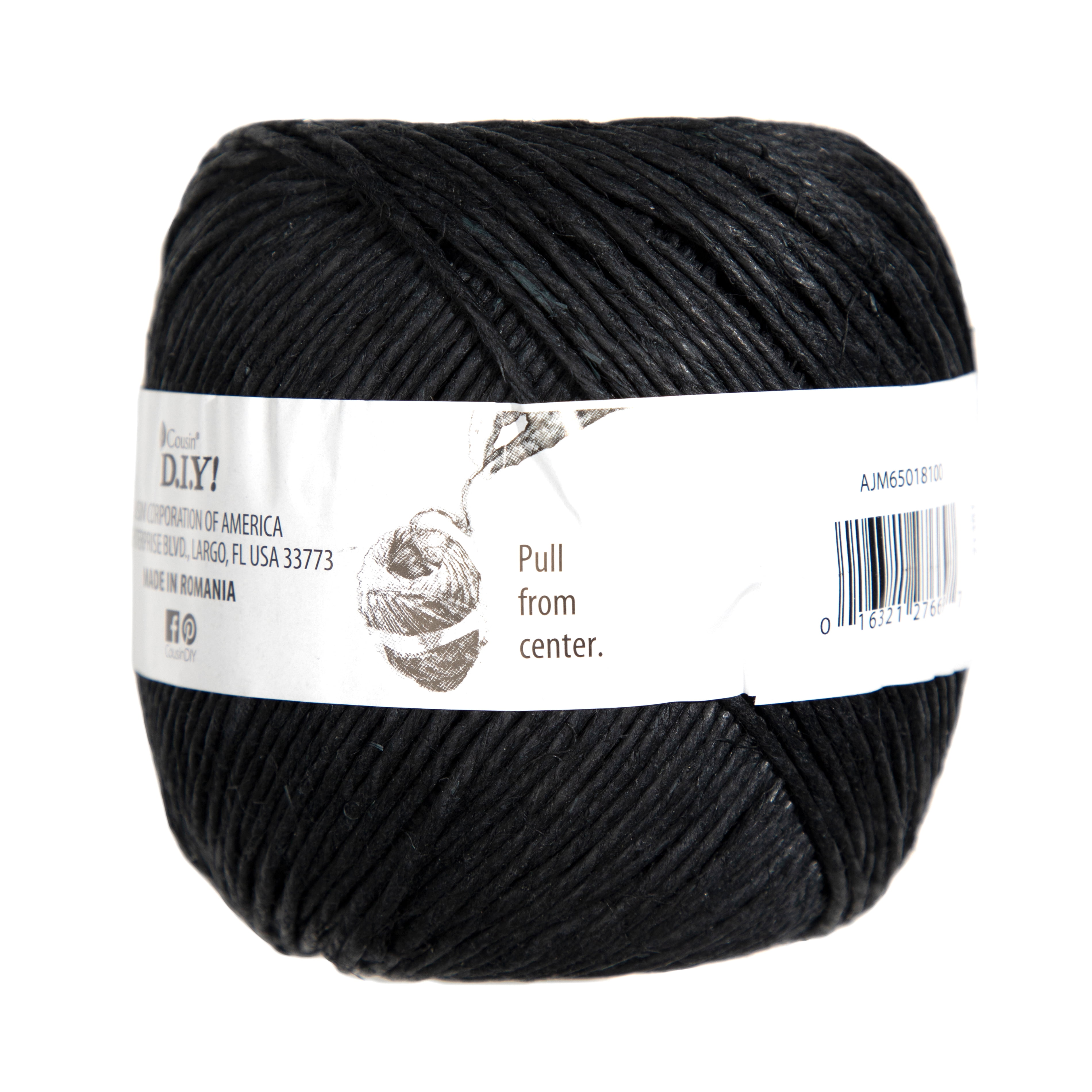 Cousin DIY 100 lb Natural Polished Hemp Twine, 1.5mm Black, 328.2ft/100m Roll