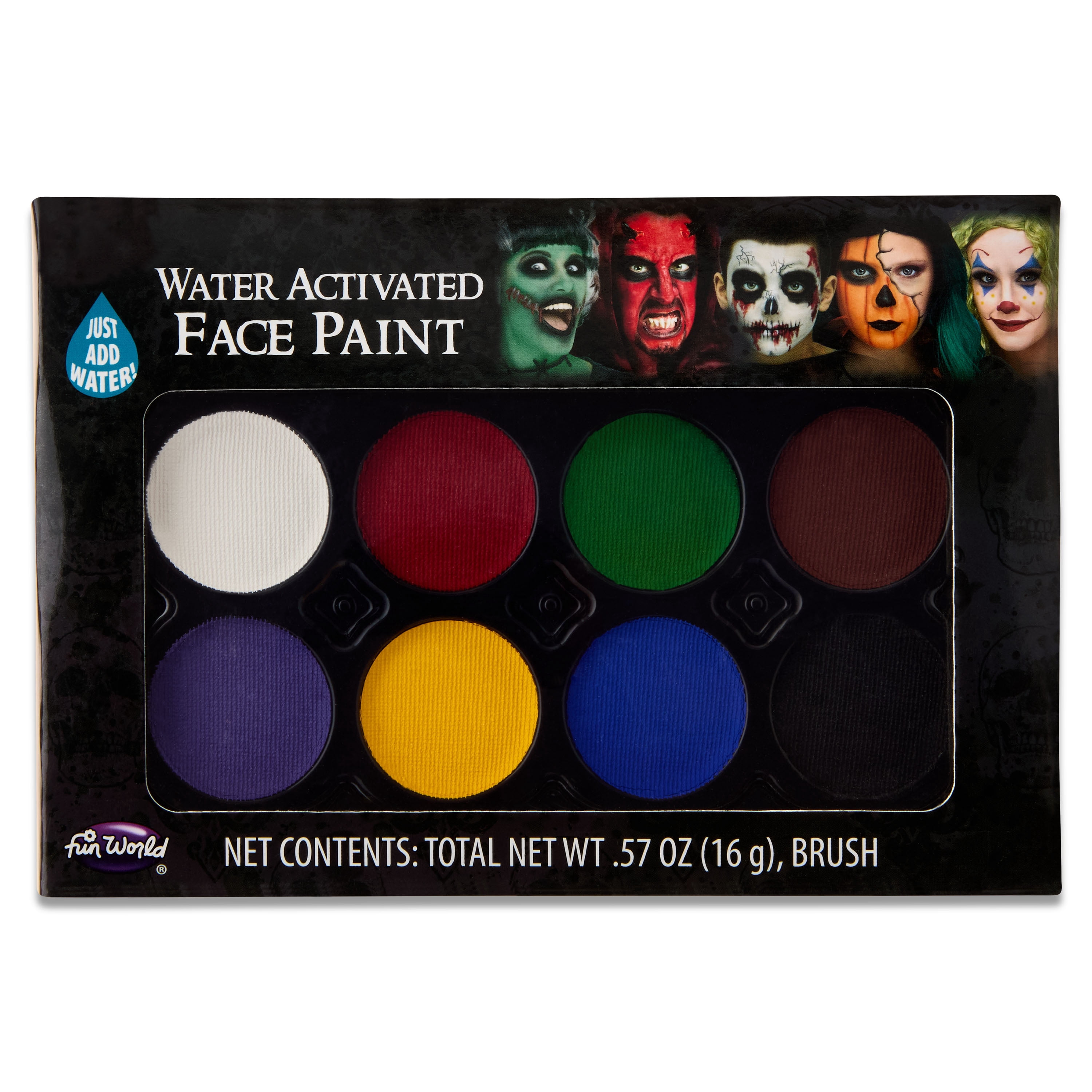 Water Activated Face Paint, Face and Body Paint, .57oz, Halloween Make-Up for Adults, by Fun World