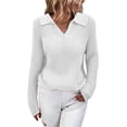thumbnail image 1 of Suéter de punto para mujer Otoño Invierno Solapa Color sólido Slim V Cuello Tops Ropa Blanco XXL, 1 of 5