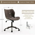 thumbnail image 2 of YOUNUOKE Armless Desk Chair  Office Chair with Wheels Home Ergonomic Task Chair Adjustable Computer Chairs Modern Faux Leather Swivel Chair Upholstered Makeup Vanity Chair with Back(Brown), 2 of 9