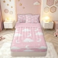 thumbnail image 2 of meiyoeat Dreamy Moon Zipper Full Size Comforter Sets with Fitted Sheet and 2 Pillowcases for Kids Girls, Cloud Star Zipper Bedding Set for Bedroom, Pink White, Pink ReversibleG, 2 of 6