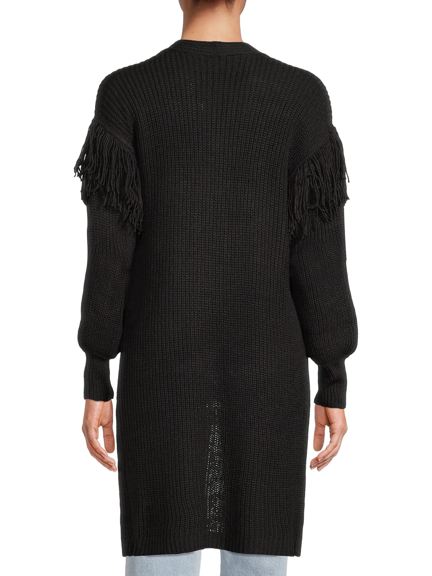 Time and Tru Women's Stitch Fringe Cardigan