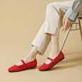 thumbnail image 5 of Ruiatoo Women's Ballet Flats Square Toe Knit Comfortable Slip On Mary Jane with Ankle Strap Casual, Work Teacher Dressy Shoes Red 39, 5 of 6