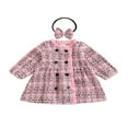 thumbnail image 1 of Ensemble de Robe à Carreaux Bébé Fille Volants Veste à Manches Longues Robe de Ligne + Bandeau 2PCS Ensembles Roses 9-12 Mois, 1 of 6