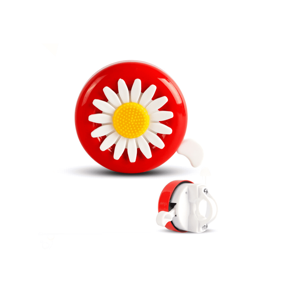 MINI-FACTORY Bike Bell for Kid Girls, Cute Pink Girly Flower Children's Bike Accessory Safe Cycling Ring Horn for Bicycle Handlebar - Red - White