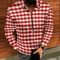 thumbnail image 4 of BiZtdJrK Dress Shirts for Men Christmas Plaid Long Sleeve Hawaiian Tshirts Regular Fit Button Down Blouse Business Work Tops, Red, XL, 4 of 9