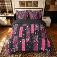 thumbnail image 3 of Manfei Glitter Leopard Print Twin Bedding, Old Fashion Abstract Bedding Comforter Set, Pink Black, Black Reversible, 7-Piece, 3 of 6