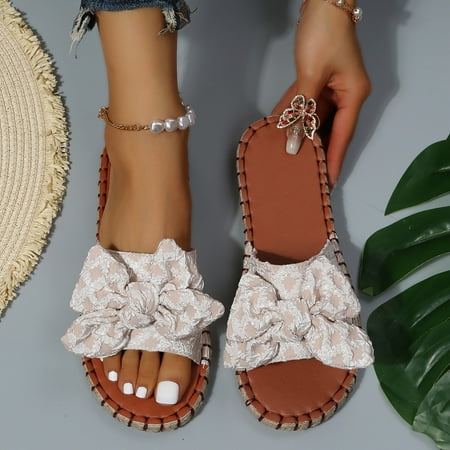 

Cathalem Leopard Print Womens Sandals Bbow Decor Espadrille Sandals For Women Casual Bohemian Wedge Sandals for Women Wide Width Beige 9