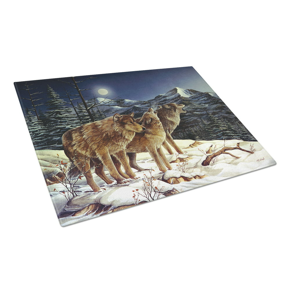 Wolf Wolves Crying at The Moon Glass Cutting Board Large - Walmart.com