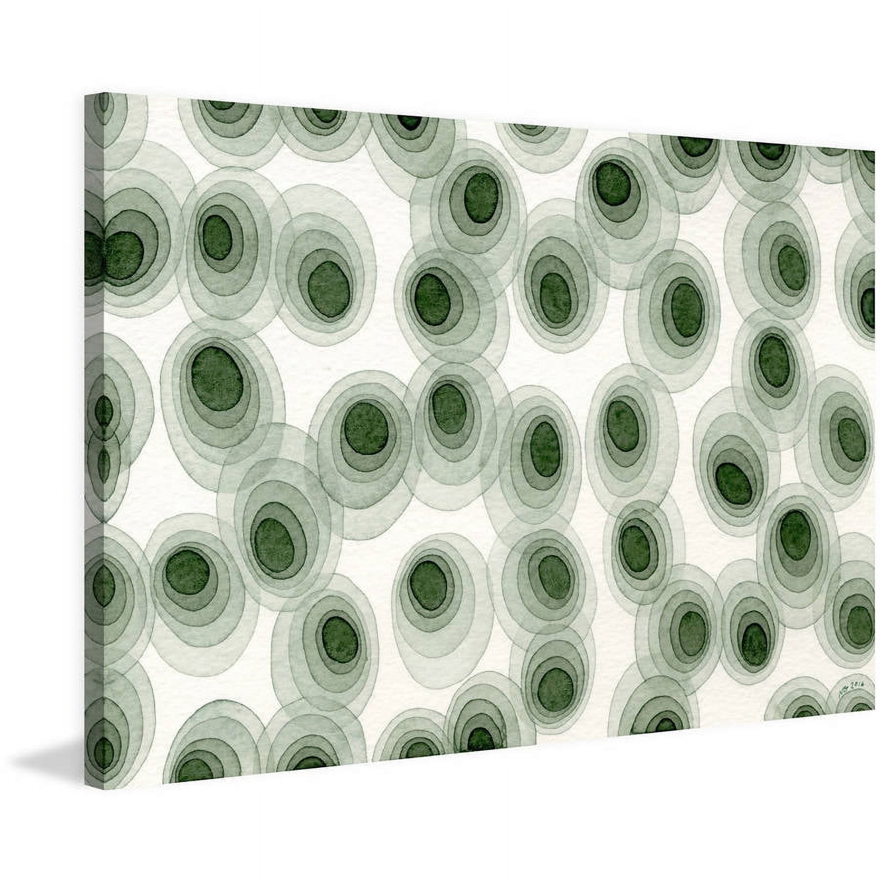 Marmont Hill "Earthy Green Ovals" by Nikki Galapon Painting Print on Wrapped Canvas