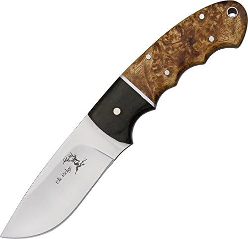 Elk Ridge ER-128 Fixed Blade Knife - 4.25" 3Cr13 Stainless Steel Drop Point Blade, Wood Handle, Full Tang Outdoor Hunting Survival Tactical Knife