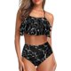 thumbnail image 1 of Tempt Me Trajes de baño de dos piezas para mujer, bikini de cintura alta, con volantes y control de barriga, trajes de baño halter, 1 of 4