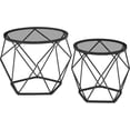 thumbnail image 1 of VASAGLE Round Coffee Tables for Living Room, Set of 2 Side Tables, Different Sized, Modern Style, Removable Tabletop, Steel Frame, Slate Gray and Ink Black, 1 of 5