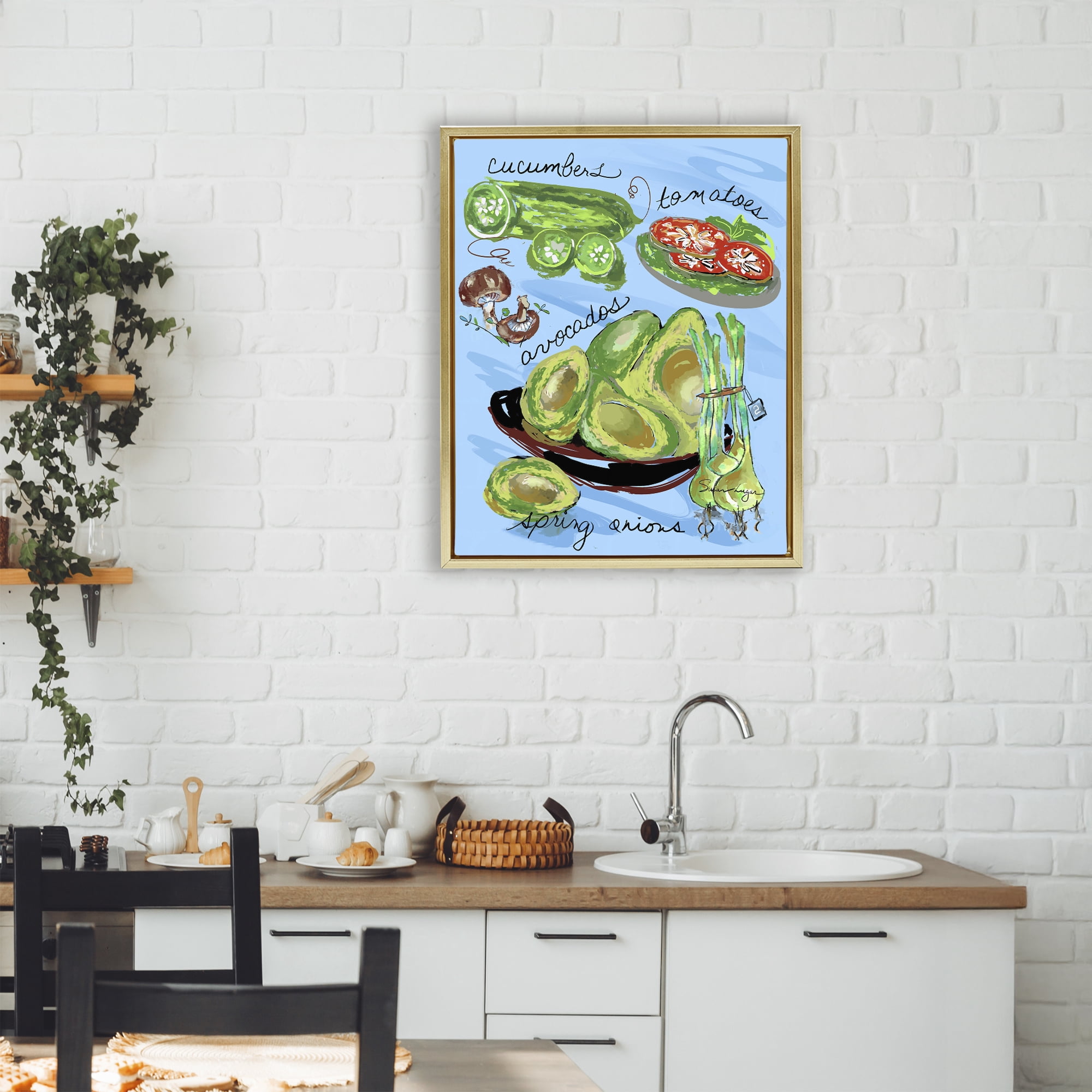 Stupell Industries Fresh Produce Collection Gold Framed Floater Canvas Wall Art, design by Susan Lugar