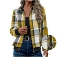 thumbnail image 4 of CQONEPT Women's Flannel Shacket Long Sleeve Button Down Plaid Jacket with Side Pockets Yellow M, 4 of 7