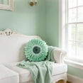 thumbnail image 3 of JWH Fresh Mint Green Velvet Flower Pillow Premium Round Velvet Decorative Pillow 14inch Round Accent Cushion, 3 of 10