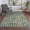 thumbnail image 3 of 2x3 Area Rug non slip backing low pile indoor rug for entryway, entrance, front door and bathroom, Geometric Blocks print pattern machine washable lightweight floor mat, Oatmeal Blush, 3 of 5