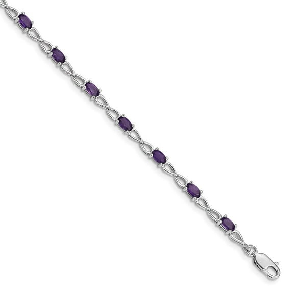 Auriga Fine Jewelry 925 Sterling Silver Rhodium Plated Amethyst Bracelet 7 inch for Women (L- 7inch, W- 3mm)