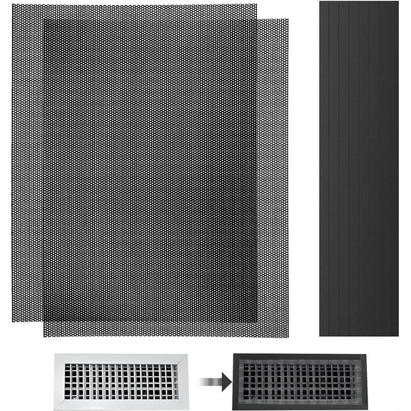 NOGIS 400x300mm DIY Floor Register Vent Cover, 2Pack Magnetic Vent Cover Floor Register Trap AC Air Vent Screen Mesh for Floor Wall Ceiling Catch Debris Hair Insect, with 8PCS Magnetic Strip