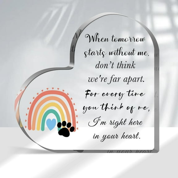 Heart Acrylic Plaque Pet Sympathy Gifts for Loss of Dog and Cat Pet Bereavement Gifts Pet Remembrance Gift Pet Loss Gifts Passing Away Gifts Pet Footprint Pet Sympathy Memorial Heart Shaped 4x4 inch