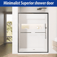 thumbnail image 2 of Rizzon Shower Doors 56-60" W x 70" H Full Aluminum Frame Double Sliding Bathroom Glass Shower Door, 8mm Thick Clear SGCC & ANSI Certified Tempered Glass, Matte Black, 2 of 7