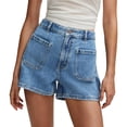 thumbnail image 4 of Pantalones cortos de mezclilla Onlypuff para mujer, cintura alta, azul, 4 of 6